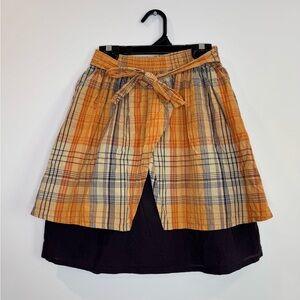 IKKS vintage Plaid Orange kids layer Skirt size 12 made in France